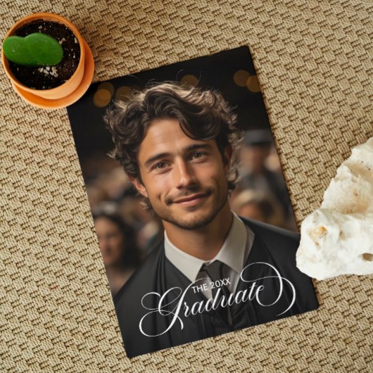 Afstuderen Foto Zwart Wit Script Typografie Kaart