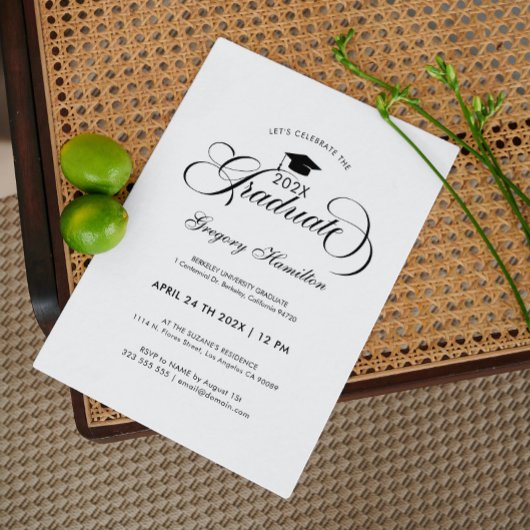 Afstuderen Foto Zwart Wit Script Typografie Kaart