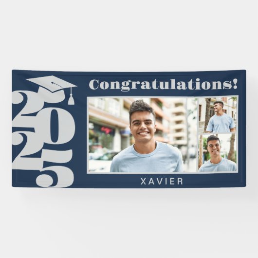 Afstuderen foto zwart-wit spandoek (Horizontaal)