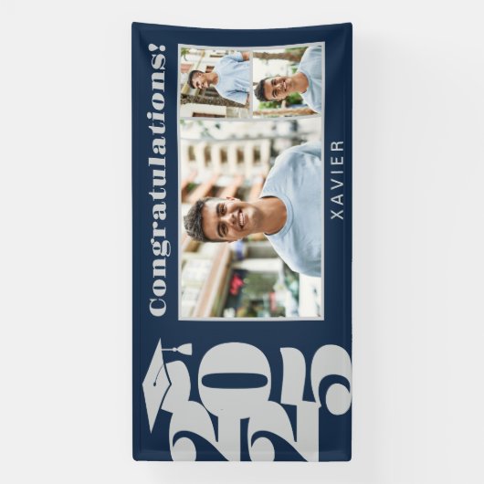 Afstuderen foto zwart-wit spandoek (Verticaal)