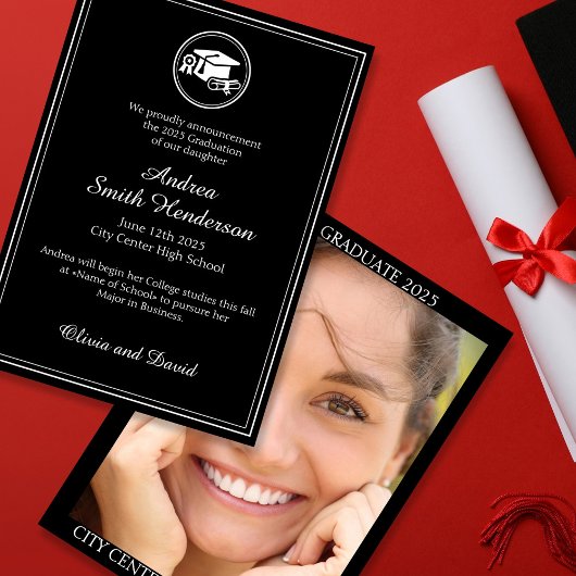 Afstuderen Foto Zwart Wit Tekstaankondiging Kaart