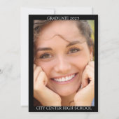 Afstuderen Foto Zwart Wit Tekstaankondiging Kaart (Achterkant)