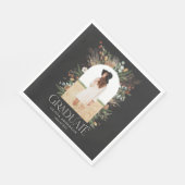 Afstuderen foto zwarte botanische partij servet (Hoek)