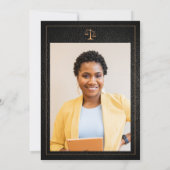 Afstuderen foto zwarte gouden elegant kaart (Achterkant)