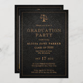 Afstuderen foto zwarte gouden elegant kaart (Voorkant / Achterkant)