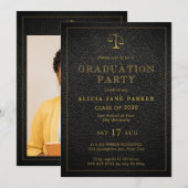 Afstuderen foto zwarte gouden elegant kaart (Voorkant / Achterkant)