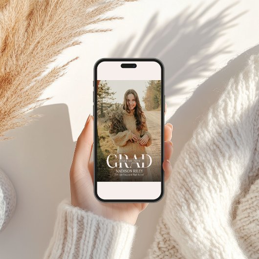 Afstuderen Fotoaankondiging en uitnodiging