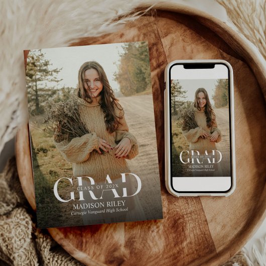 Afstuderen Fotoaankondiging en uitnodiging