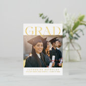 Afstuderen Fotoaankondiging Folie Briefkaart (Staand Voorkant)