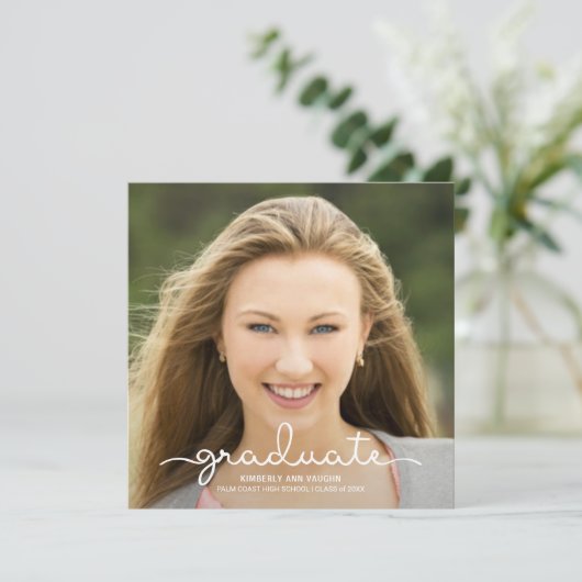 Afstuderen Fotoaankondiging Handgeschreven script Aankondiging (Staand voorkant)