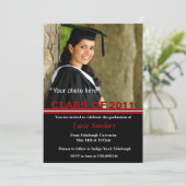 Afstuderen Fotoaankondiging rood en zwart Kaart (Staand voorkant)