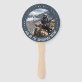 Afstuderen fotoavontuur begint Afstuderen blauw Handwaaier (Voorkant)