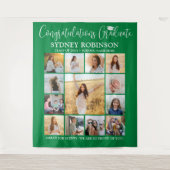 Afstuderen Fotocollage Grote Groene Achtergrond Wandkleed (Voorkant)