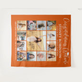 Afstuderen Fotocollage Grote Oranje achtergrond Wandkleed (Voorkant (horizontaal))