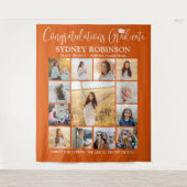 Afstuderen Fotocollage Grote Oranje achtergrond Wandkleed (Voorkant)