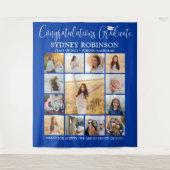 Afstuderen Fotocollage Grote Royal Blue Achtergron Wandkleed (Voorkant)