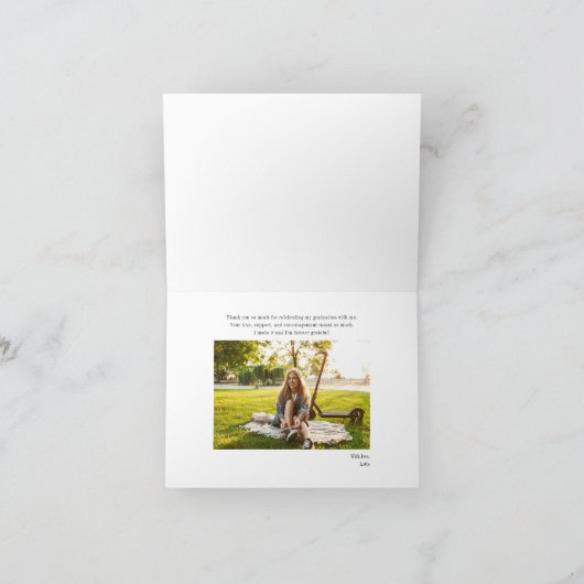 Afstuderen Fotocollage Hand-Lettered Afstudeerder Bedankkaart (Binnen)