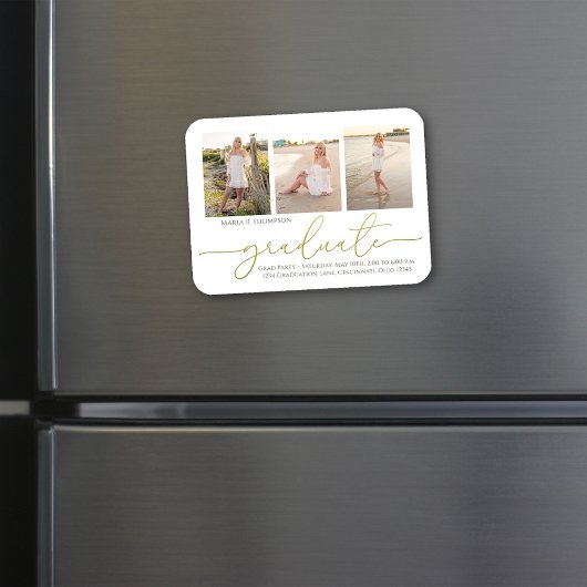 Afstuderen Fotocollage Modern Minimalistisch Goud Magneet