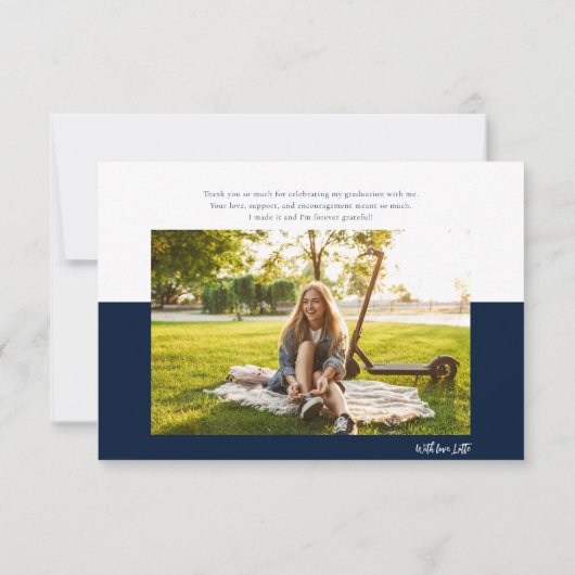 Afstuderen Fotocollage Modern Script Afstuderen Bedankkaart (Achterkant)
