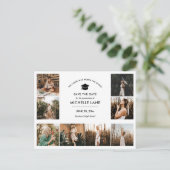 Afstuderen fotocollage Sla de datum op Briefkaart (Staand voorkant)