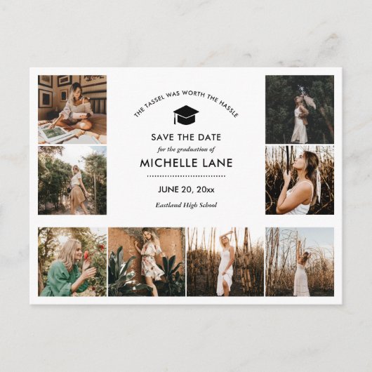Afstuderen fotocollage Sla de datum op Briefkaart (Voorkant)