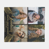Afstuderen Fotocollage Zwart Goud Afstuderen Fleece Deken (Voorkant (Horizontaal))
