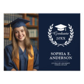 Afstuderen Fotodisplay Navy Blue Wall Keepsake Foto Afdruk (Voorkant)