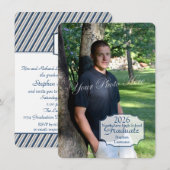 Afstuderen Fotodoos en Strepen Blauw Kaart (Voorkant / Achterkant)