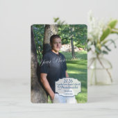 Afstuderen Fotodoos en Strepen Blauw Kaart (Staand voorkant)