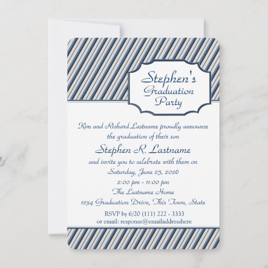 Afstuderen Fotodoos en Strepen Blauw Kaart (Achterkant)