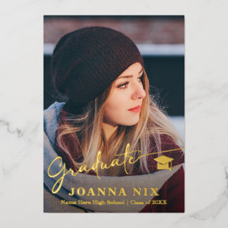 Afstuderen-fotokaart Folie Feestdagenkaart