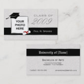 Afstuderen-fotokaart - grijs en zwart contactkaartje (Voorkant / Achterkant)