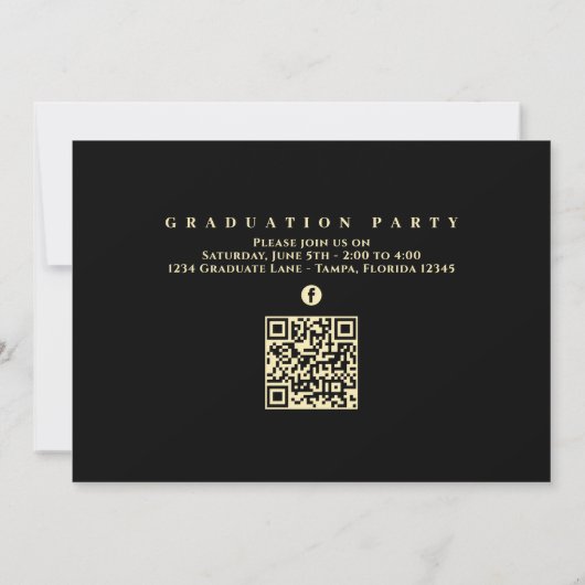 Afstuderen Fotokalligrafie Script Zwart Goud Kaart (Achterkant)