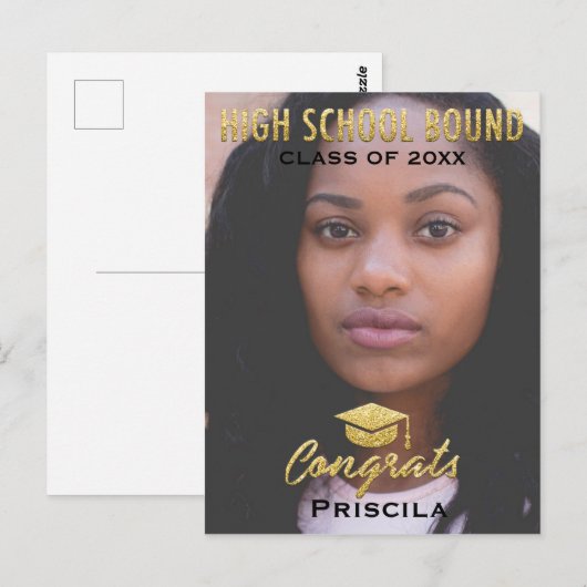 Afstuderen Fotoklasse van jaarnaam Gold Glitter Briefkaart (Voorkant / Achterkant)