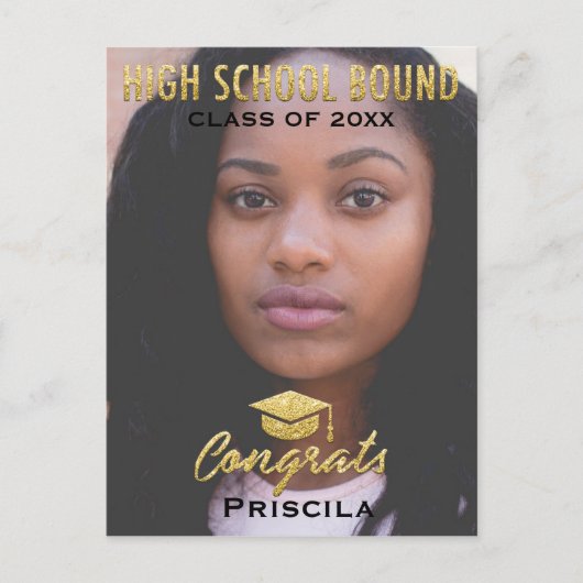 Afstuderen Fotoklasse van jaarnaam Gold Glitter Briefkaart (Voorkant)