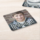 Afstuderen fotominimalistische moderne typografie kartonnen onderzetters (Schuin)