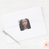 Afstuderen Fotonaam Grijs Glitter High School Mode Vierkante Sticker (Envelop)