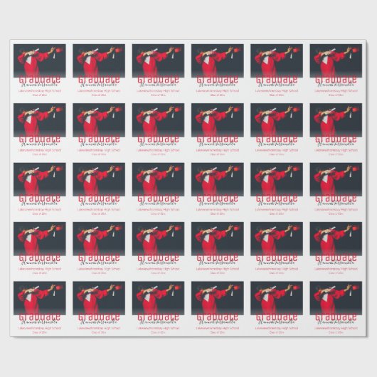 Afstuderen Fotonaam School Afstuderen Cadeaupapier (Vlak)