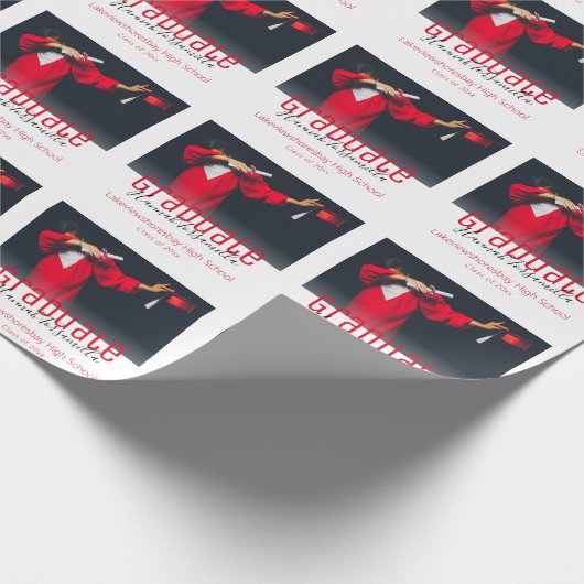 Afstuderen Fotonaam School Afstuderen Cadeaupapier (Hoek)