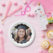 Afstuderen fotonaam White Wavy Border afstuderen Papieren Bordje (Feest)