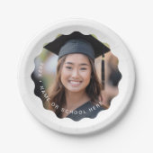 Afstuderen fotonaam White Wavy Border afstuderen Papieren Bordje (Voorkant)