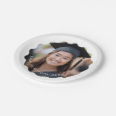 Afstuderen fotonaam White Wavy Border afstuderen Papieren Bordje (Gekanteld)