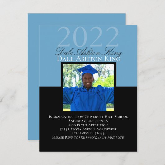 Afstuderen Fotonodiging Sjabloon voor mannen Kaart (Voorkant / Achterkant)