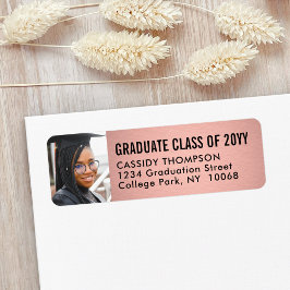 Afstuderen Fotoroze en zwart retouradres Etiket