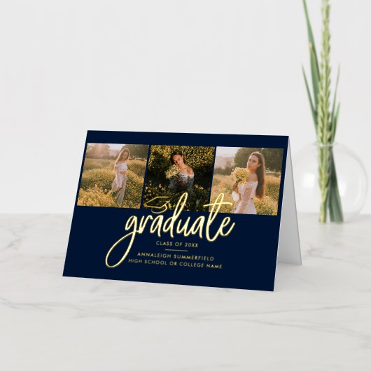 Afstuderen Foto's Afstudeerder 2025 Gold Folie Aan Folie Wenskaart (Voorkant)