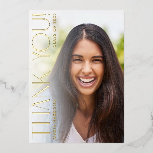 Afstuderen foto's Elegante Folie Dank u kaart (Voorkant)