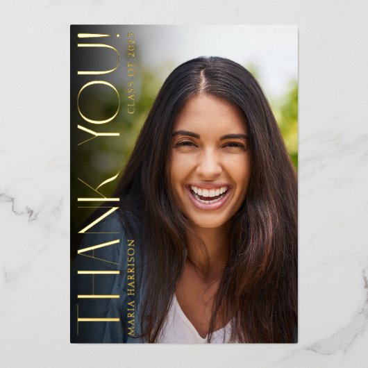 Afstuderen foto's Elegante Folie Dank u kaart (Voorkant)