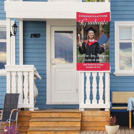 Afstuderen foto's en antenne jaarbanner spandoek