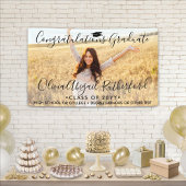 Afstuderen foto's en eenvoudig zwart script, lesja spandoek