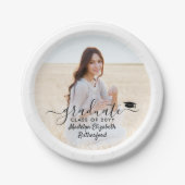 Afstuderen foto's en elegant zwart script, lesjaar papieren bordje (Voorkant)